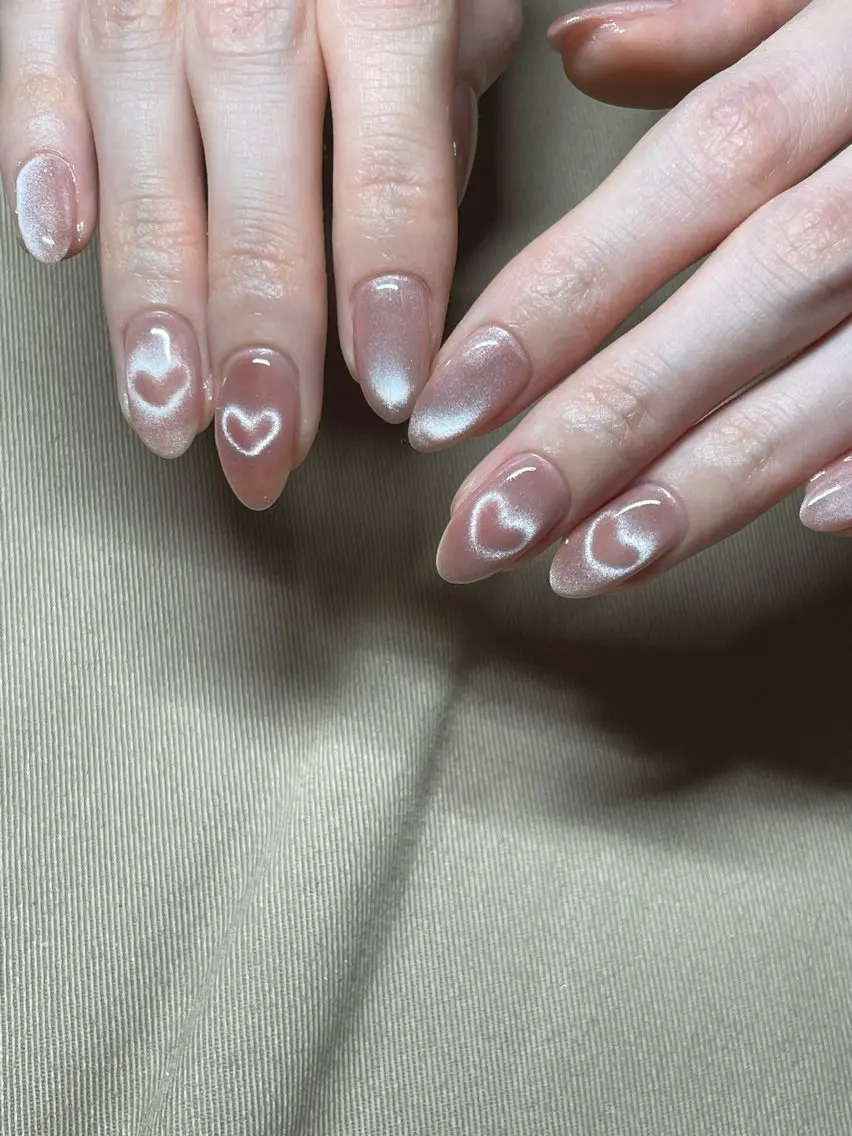 ネイル ハート マグネットネイル ピンク nail 6.のネイルデザイン