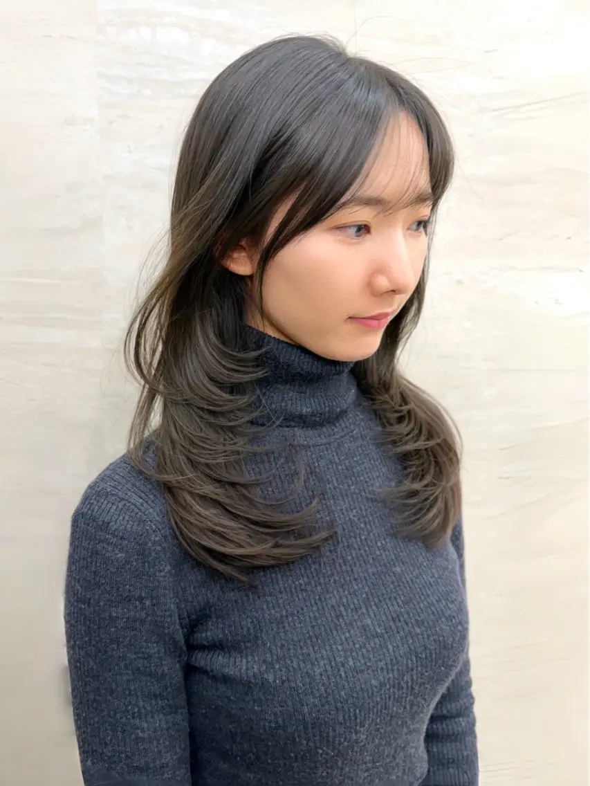 ミディアム カット ヘアカラー 縮毛矯正 PULSE ASAHIのヘアスタイル