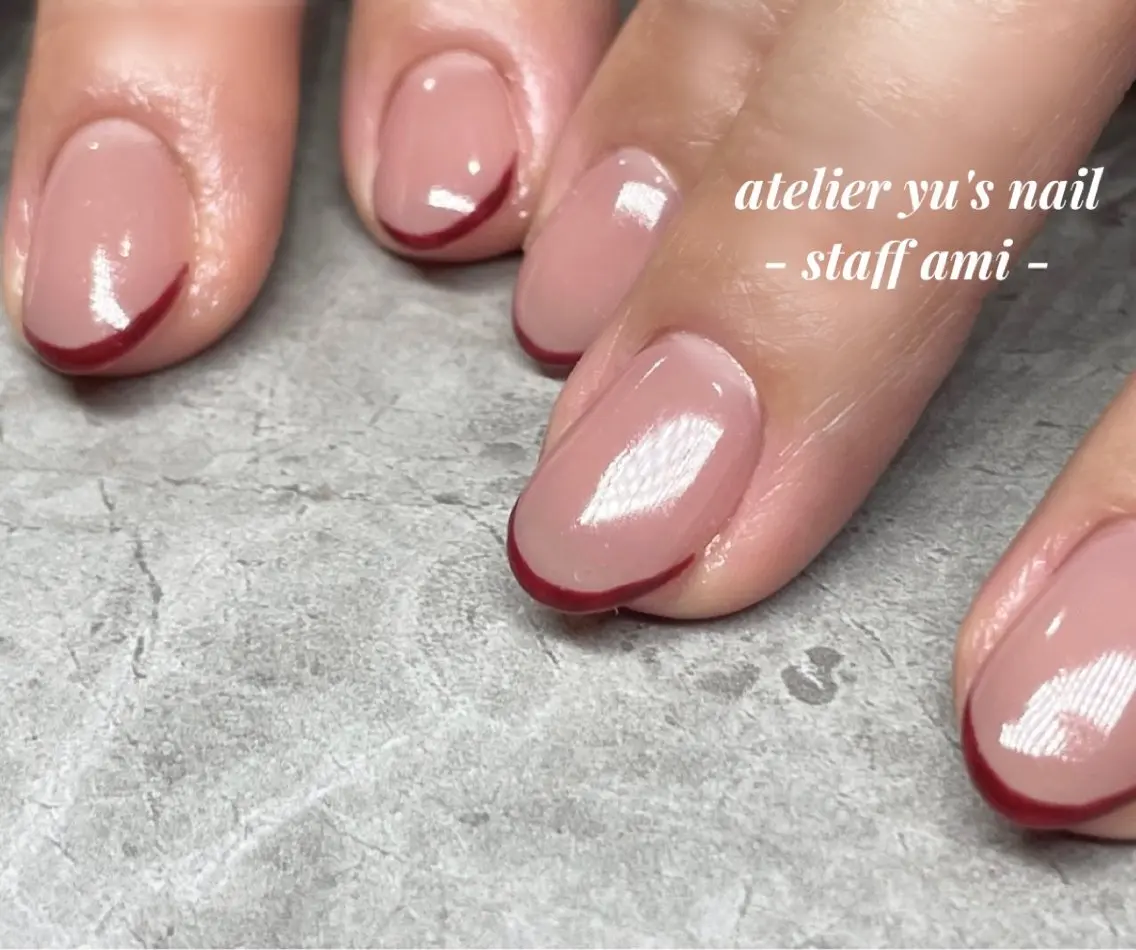 ネイル ボルドー フレンチネイル ハンドネイル ハンドケア atelier yu's nailのネイルデザイン