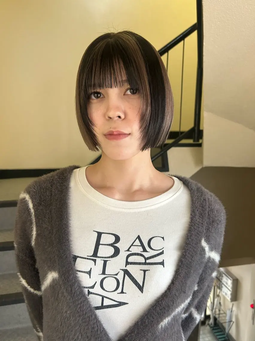 ショート カラー ボブ 顔まわりレイヤー レイヤーカット ヘアカラー ☕️結【suii.】 ボブ/ヘアセット☕️のヘアスタイル
