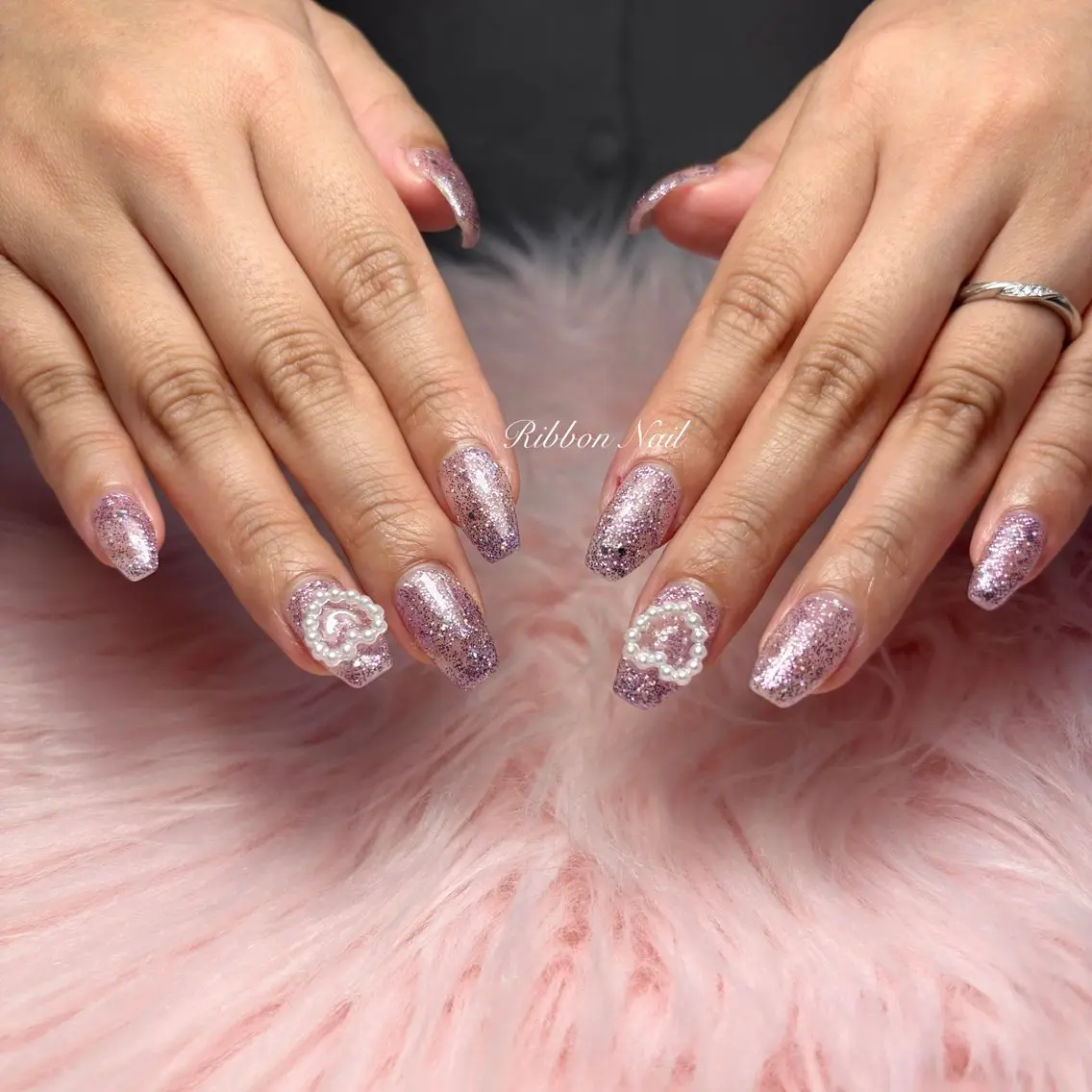 ネイル ラメ(グリッター) パープル Nail Ambra Fusamiのネイルデザイン