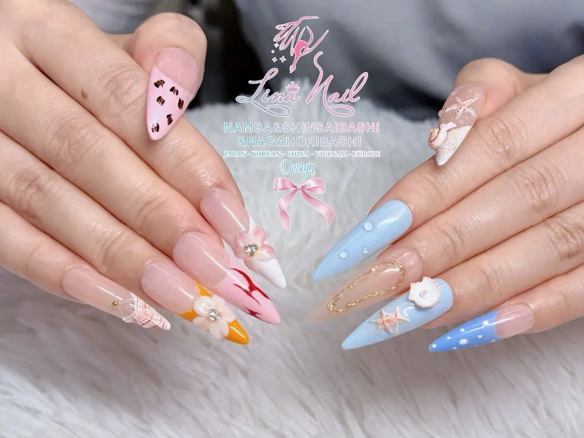 セミロング ハンドネイル Linanail Nambaのマツエク・マツパデザイン