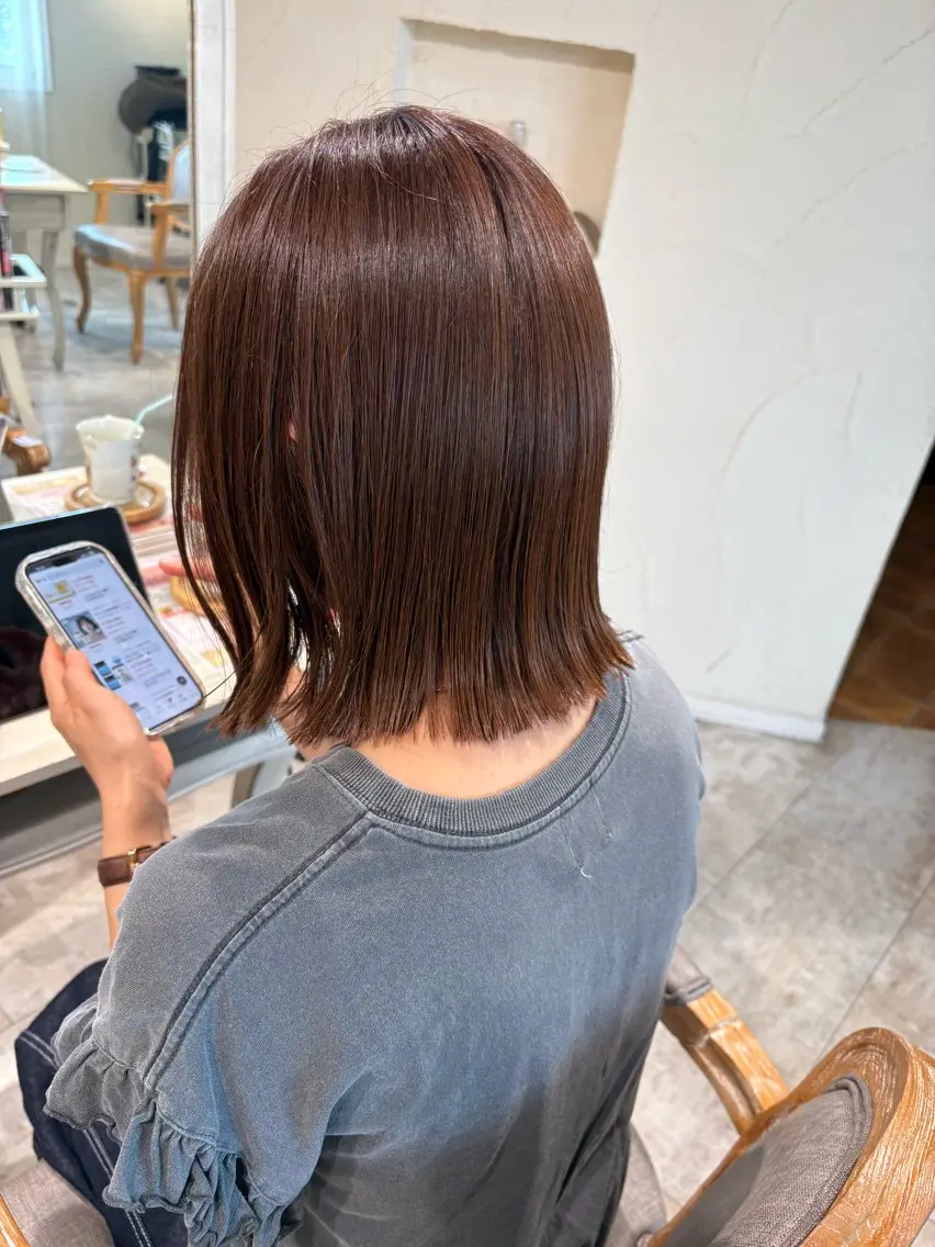 ミディアム カラー 透明感カラー ボブ ヘアカラー 魔法のシャンプーで 艶髪に✳︎/カラーのヘアスタイル