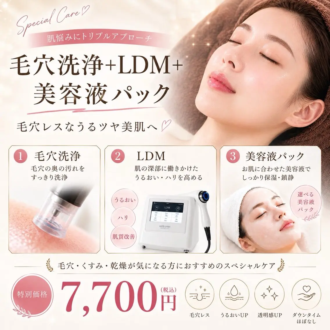 毛穴洗浄＋LDM＋美容液パックの写真