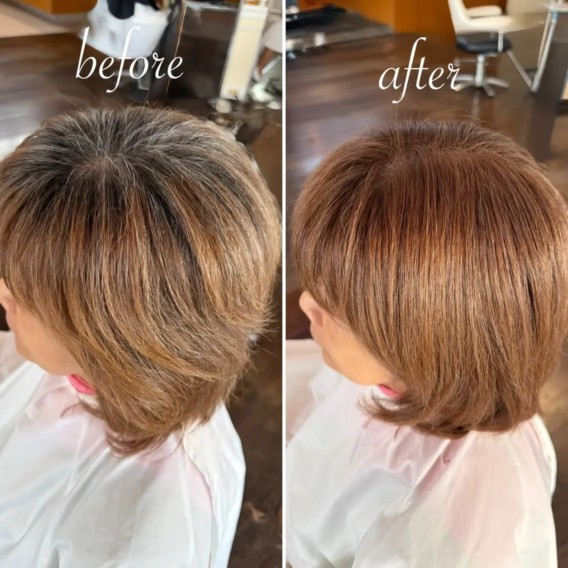 カット+脱白髪染め艶カラー+トリートメントorヘッドスパの写真