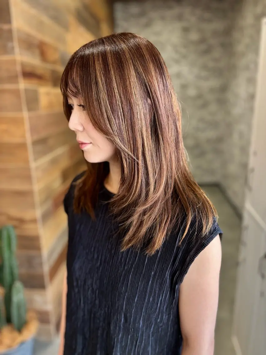ロング ハイライト レイヤーカット カット ヘアカラー yoshihara yuukiのヘアスタイル