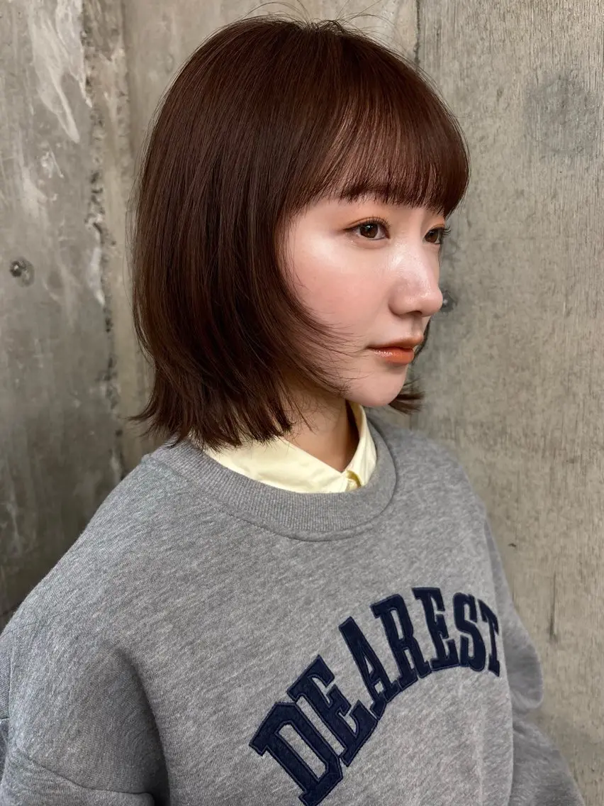 ミディアム ボブレイヤー ボブ 顔まわりレイヤー レイヤーカット カット ヘアカラー ボブ/ミディアム 親しみやすさ/さくらのヘアスタイル
