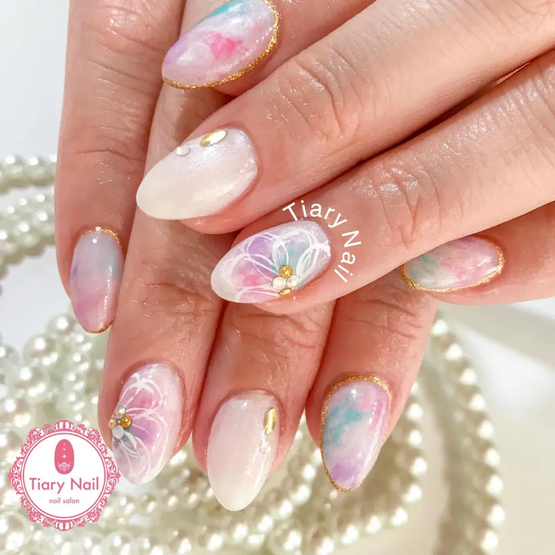 ネイル ハンドネイル 💗🪽Tiary Nail🪽💗のネイルデザイン