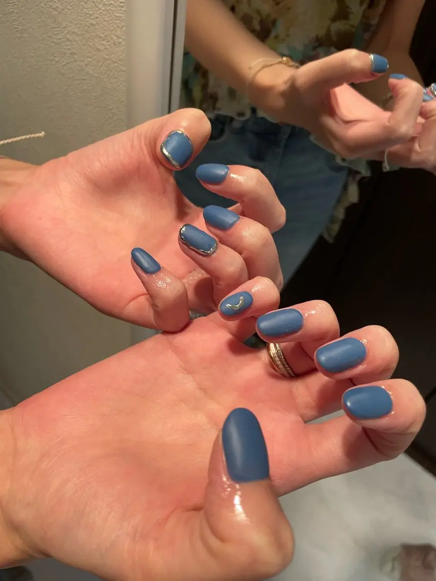 ネイル ジェルネイル ゴールド マットネイル ネイビー ハンドネイル Nail salon 🎀Angeのネイルデザイン