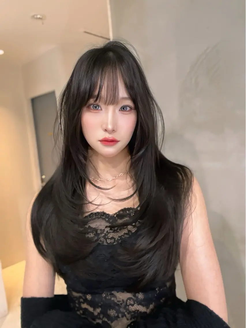 ロング カット ヘアカラー トリートメント 海野翔吾🇨🇳 ワンホンレイヤーのヘアスタイル