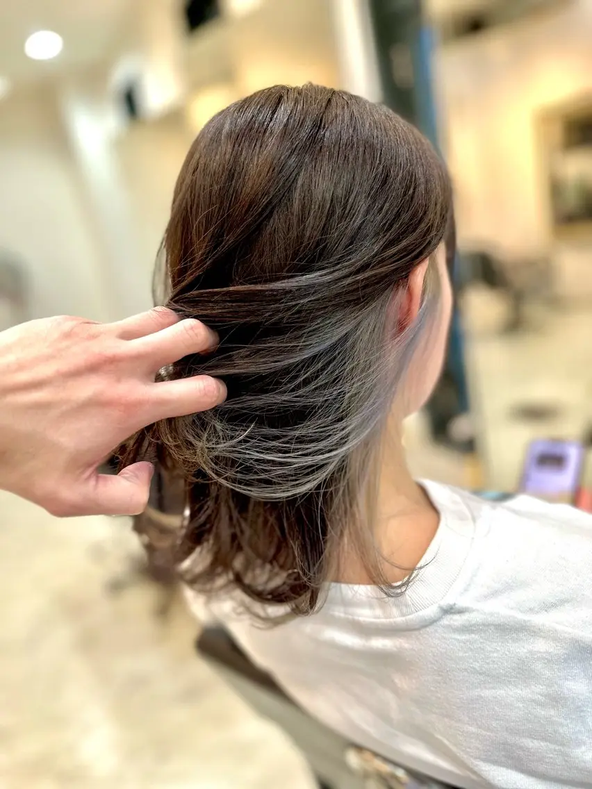 ミディアム カラー ブリーチ インナーカラー シルバー ボブ カット ヘアカラー トリートメント ☆毎月先着15名まで ☆シバタユートのヘアスタイル