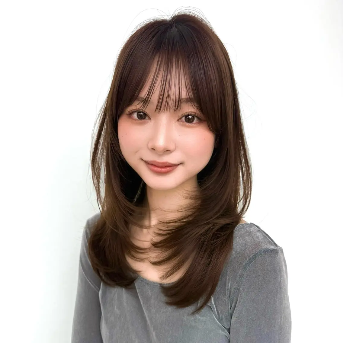 セミロング カラー 似合わせレイヤー/ 透明感カラーのヘアスタイル