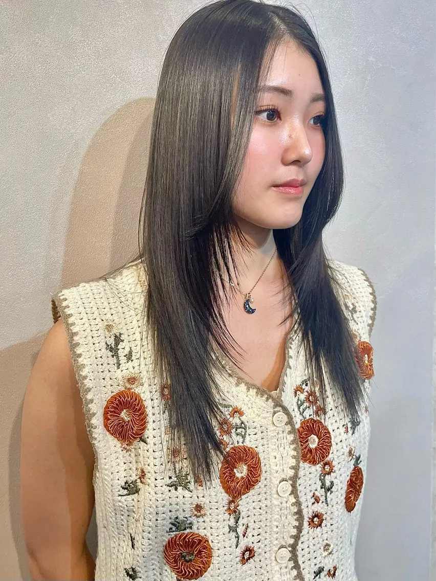 ロング カラー カット ヘアカラー トリートメント カノン/透明感カラー /酸性ストレートのヘアスタイル