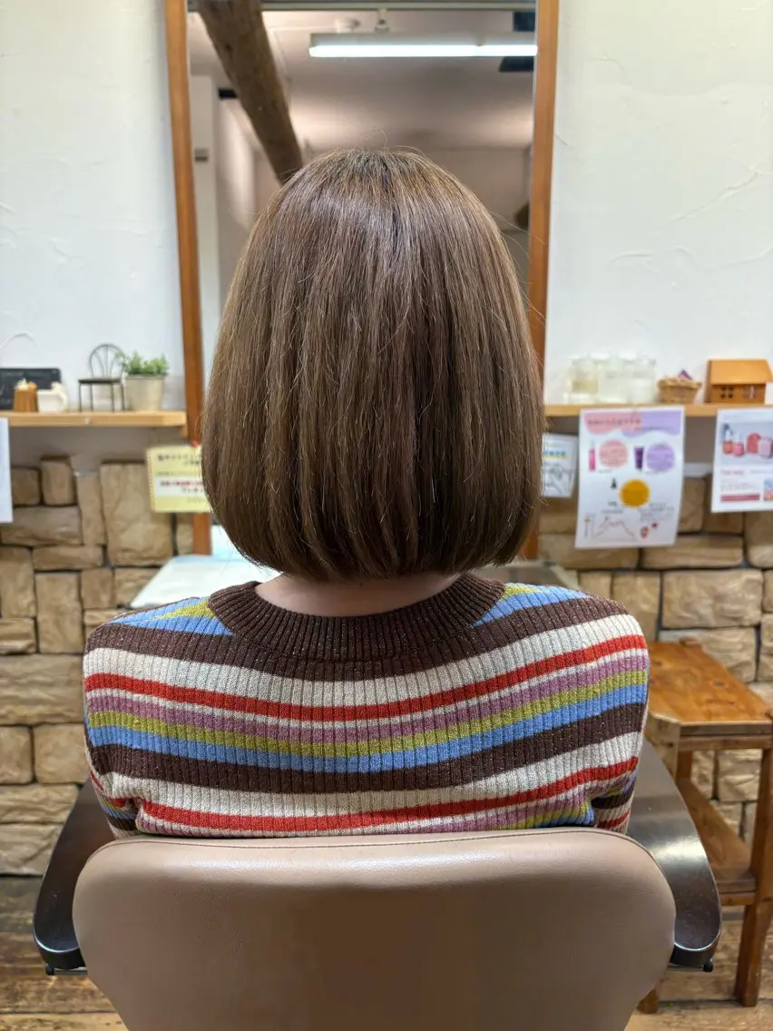 ミディアム ボブ カット➕パーマモデル 落合 悠夏✄﻿のヘアスタイル