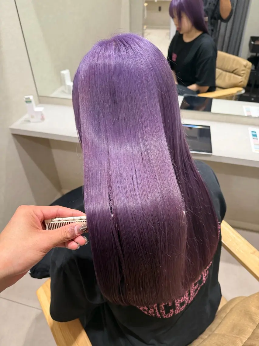 ロング カラー ラベンダーカラー パープルカラー ヘアカラー トリートメント 髪質改善透明感カラー 大分 Keigoのヘアスタイル