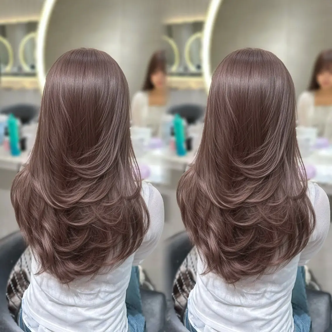 ロング カラー 伸ばしかけ レイヤーカット 韓国レイヤー × ハイトーン/コウスケのヘアスタイル