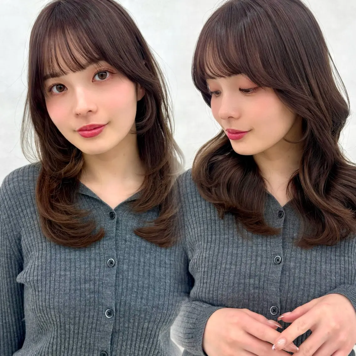 セミロング カラー カット ヘアカラー トリートメント 韓国ヘア🇰🇷透明 感カラー/yui💞のヘアスタイル