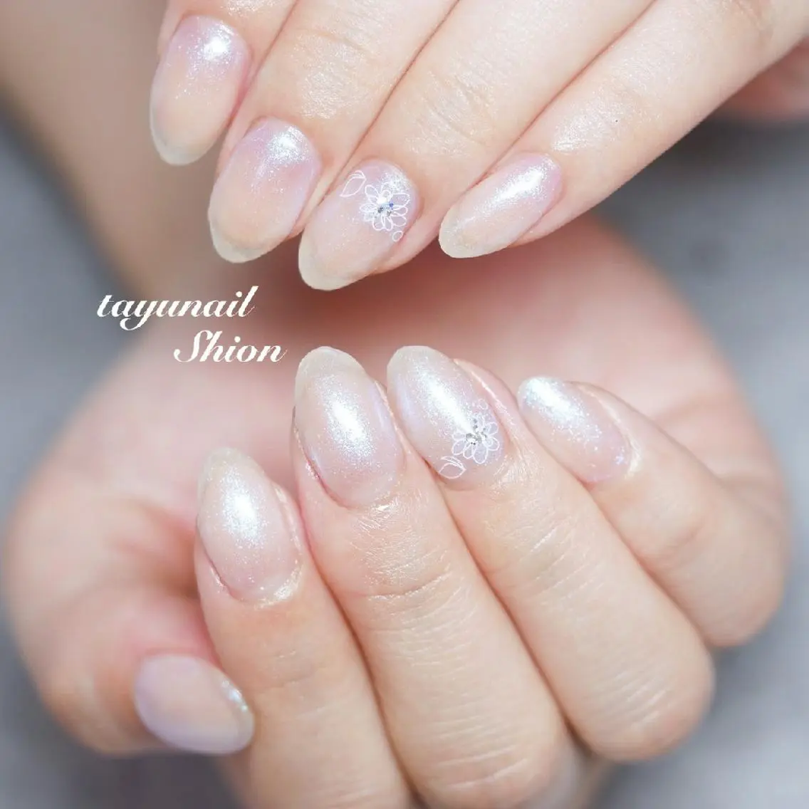 ネイル アートネイル ブルー フラワーネイル ジェルネイル パラジェル ネイルサロン 【たゆnail】のネイルデザイン
