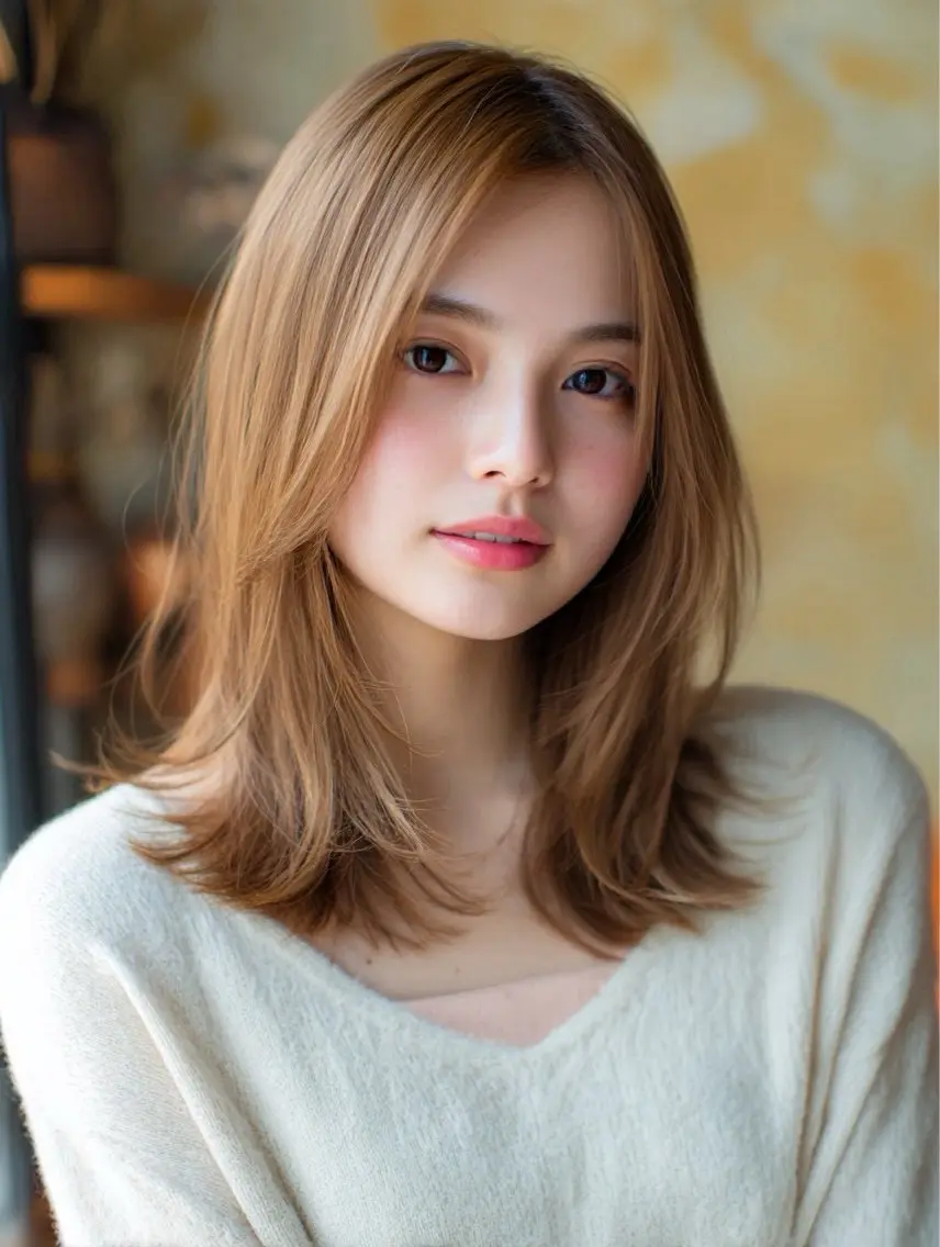 セミロング ヘアカラー 髪質改善JILL 🤍🩵AIのヘアスタイル