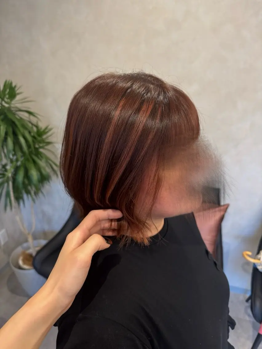 ショート カラー オレンジ ピンクカラー カット ヘアカラー 藤田 紋芽 Jr.stylistのヘアスタイル