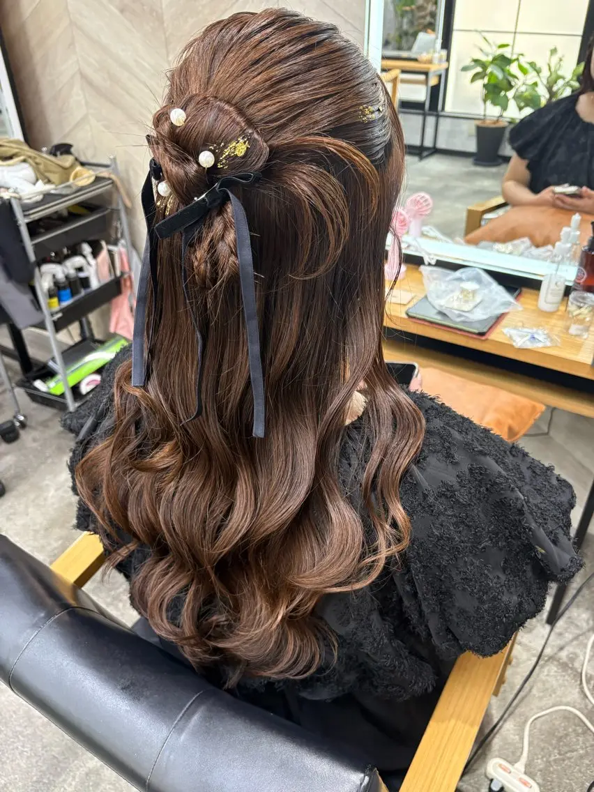 ロング ヘアアレンジ ハーフアップ ヘアセット SHANTi 飯塚 ヘアセット/髪質改善のヘアスタイル