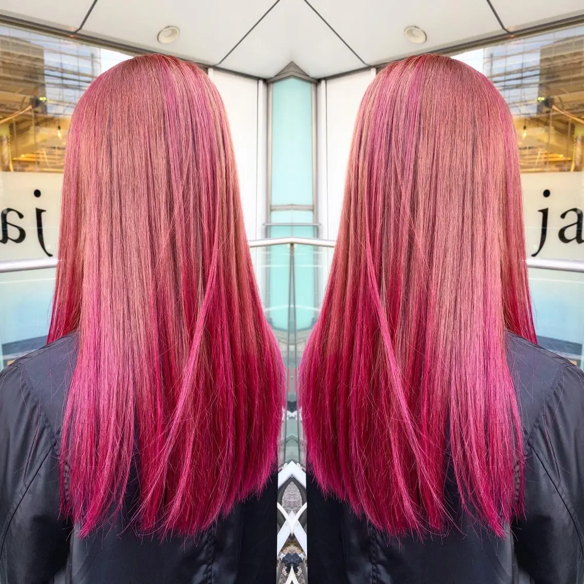 ロング カラー バレイヤージュ ピンクカラー レイヤーカット 青木 茂樹⭐️ 透明感カラーのヘアスタイル