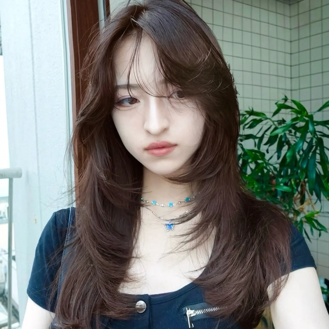 ロング カラー 顔まわりレイヤー レイヤーカット カット ヘアカラー トリートメント みずき/銀座 レイヤーカットのヘアスタイル