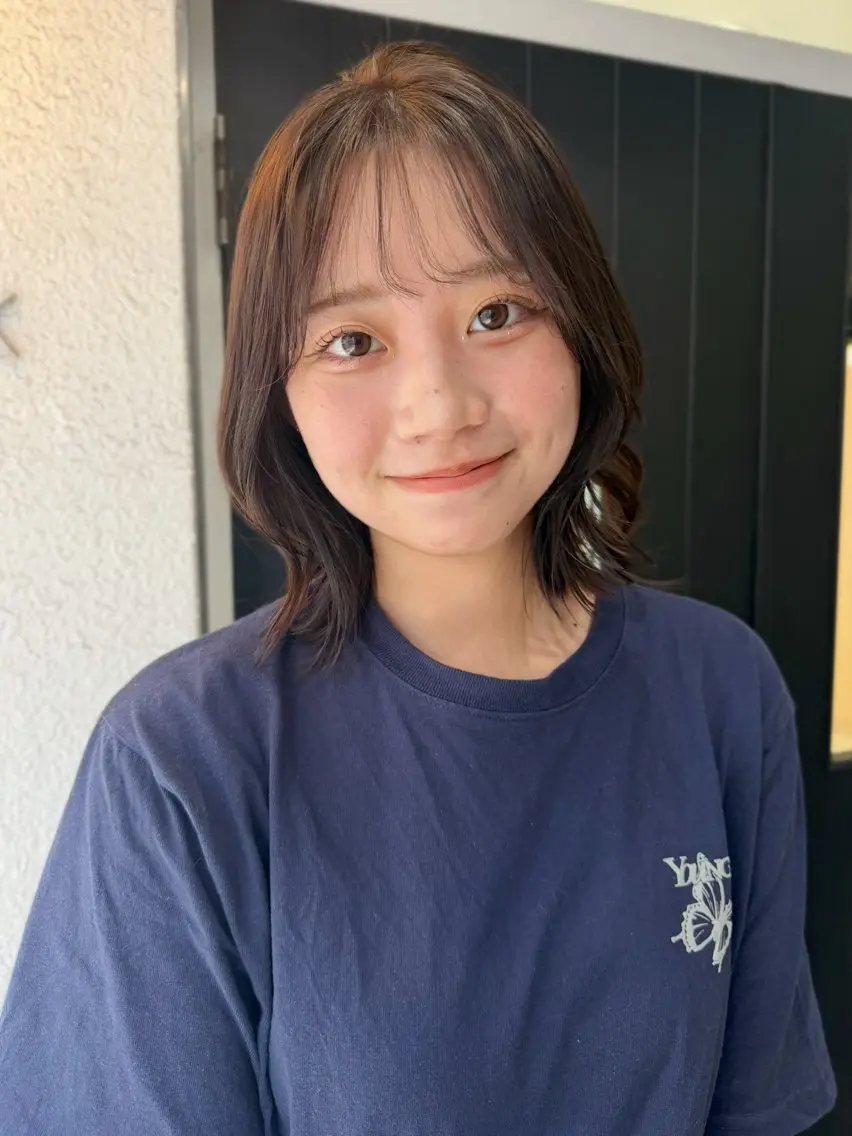 ミディアム ボブ くびれヘア シースルーバング カット LUCK鎌倉🎀 まつぱ/眉ワックスのヘアスタイル