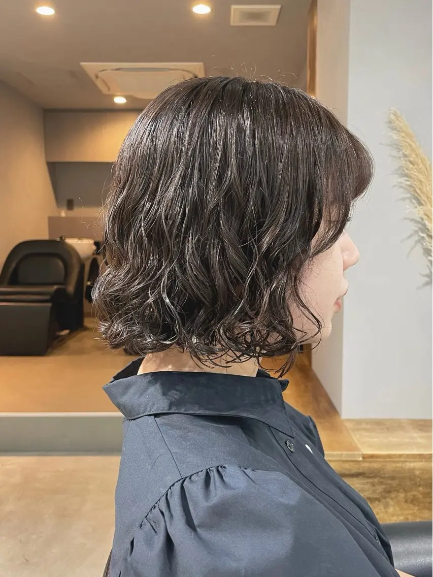 ショート パーマ ボブ 髪質改善 縮毛矯正 デジタルパーマ 【表参道】Ruri デジタルパーマのヘアスタイル