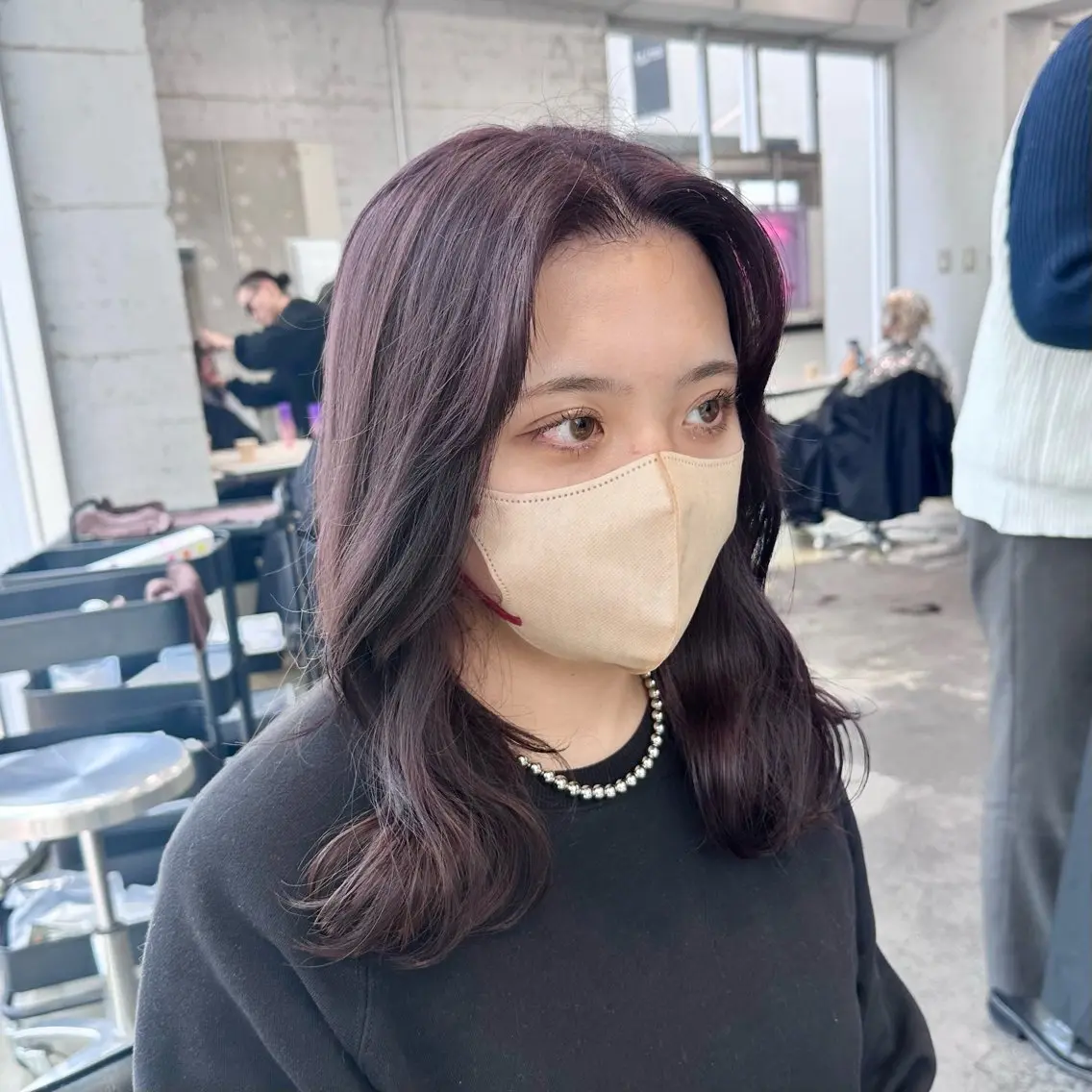 セミロング カラー ヘアアレンジ ラベンダーカラー 韓国風ヘア 🎀モテ暖色× エクステ🎀あかりのヘアスタイル