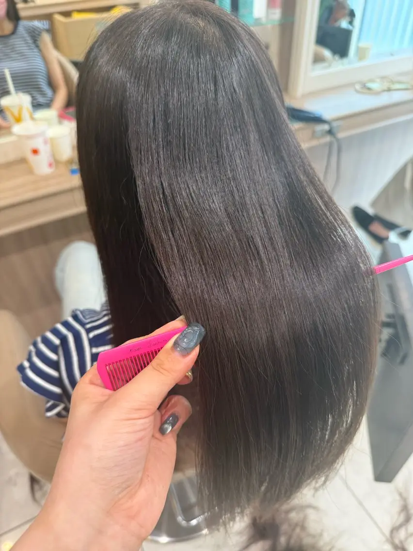 ロング カラー パーマ カット ヘアカラー 縮毛矯正 韓国ヘアメイク🎀/ 縮毛矯正✨山本媛香のヘアスタイル