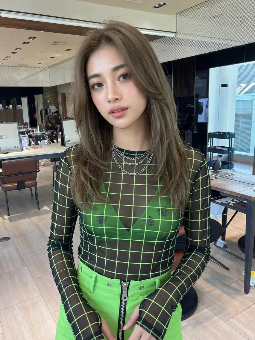 ロング カラー レイヤーカット カット ヘアカラー トリートメント SHION/銀座 まとまるカット🩵のヘアスタイル