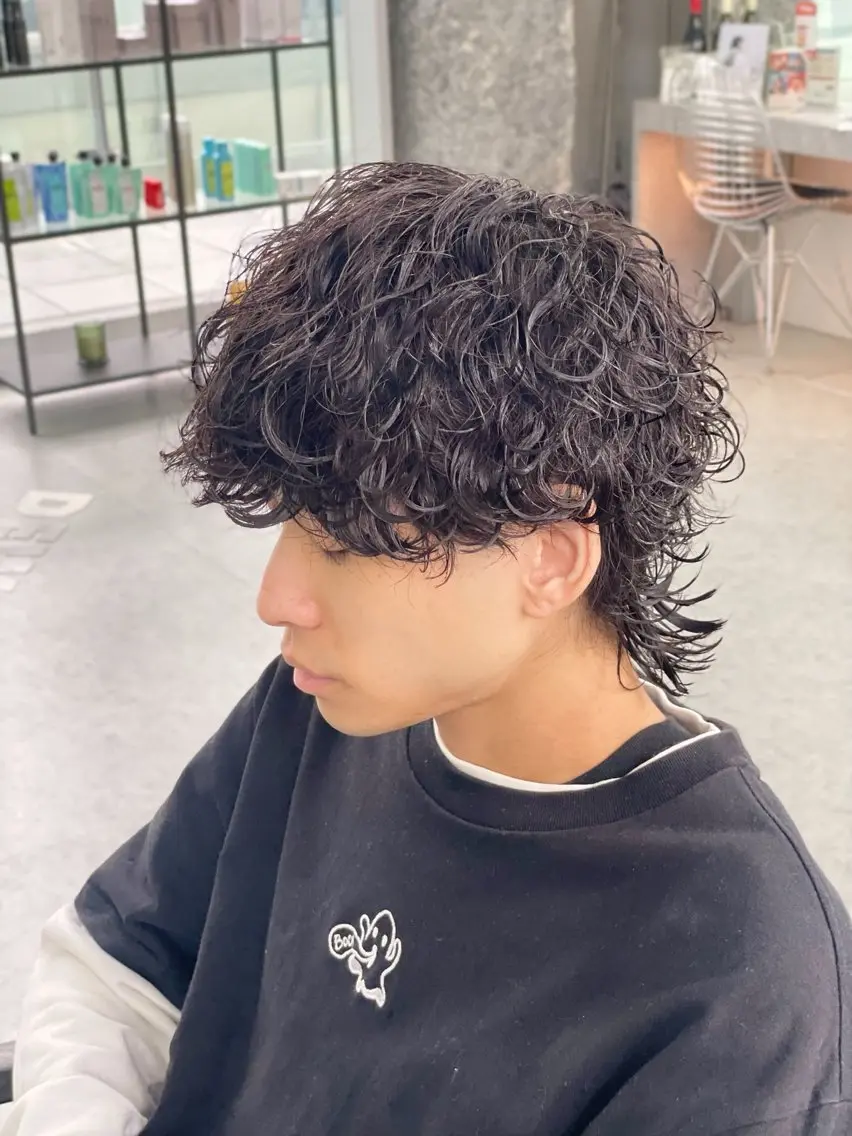 パーマ メンズ メンズパーマ 波巻きパーマ DEW 月子のヘアスタイル