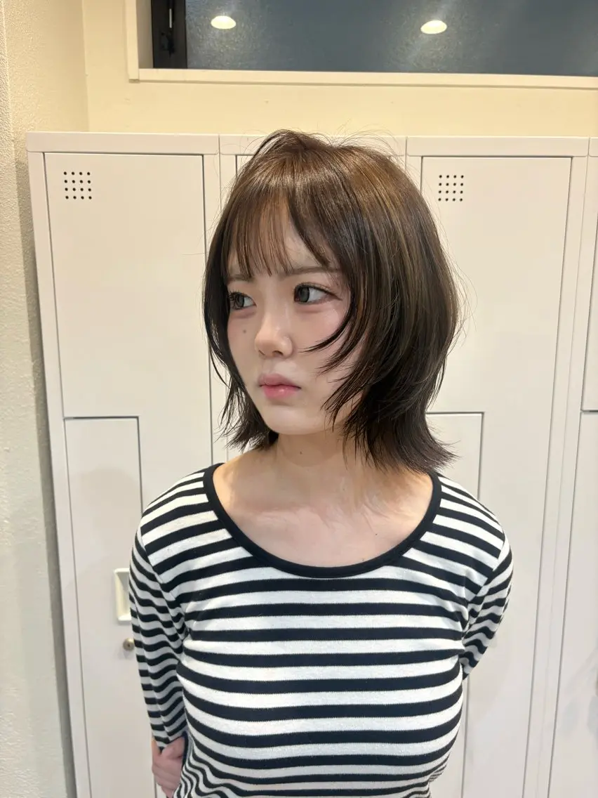 ミディアム ヘアカラー 大木 唯月のヘアスタイル