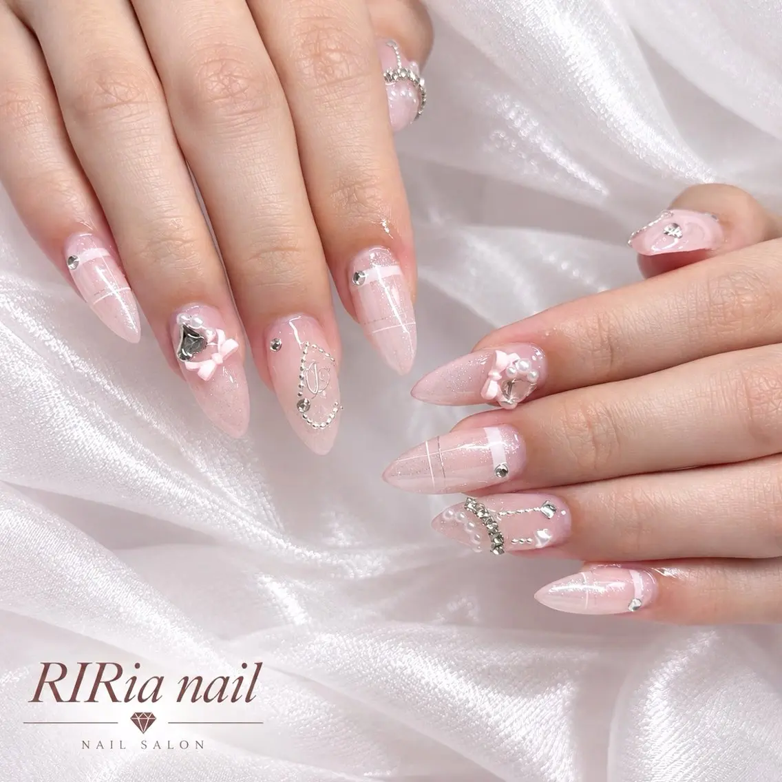 ネイル ラメ(グリッター) ピンク ハンドネイル 🎀RIRia nail🎀のネイルデザイン