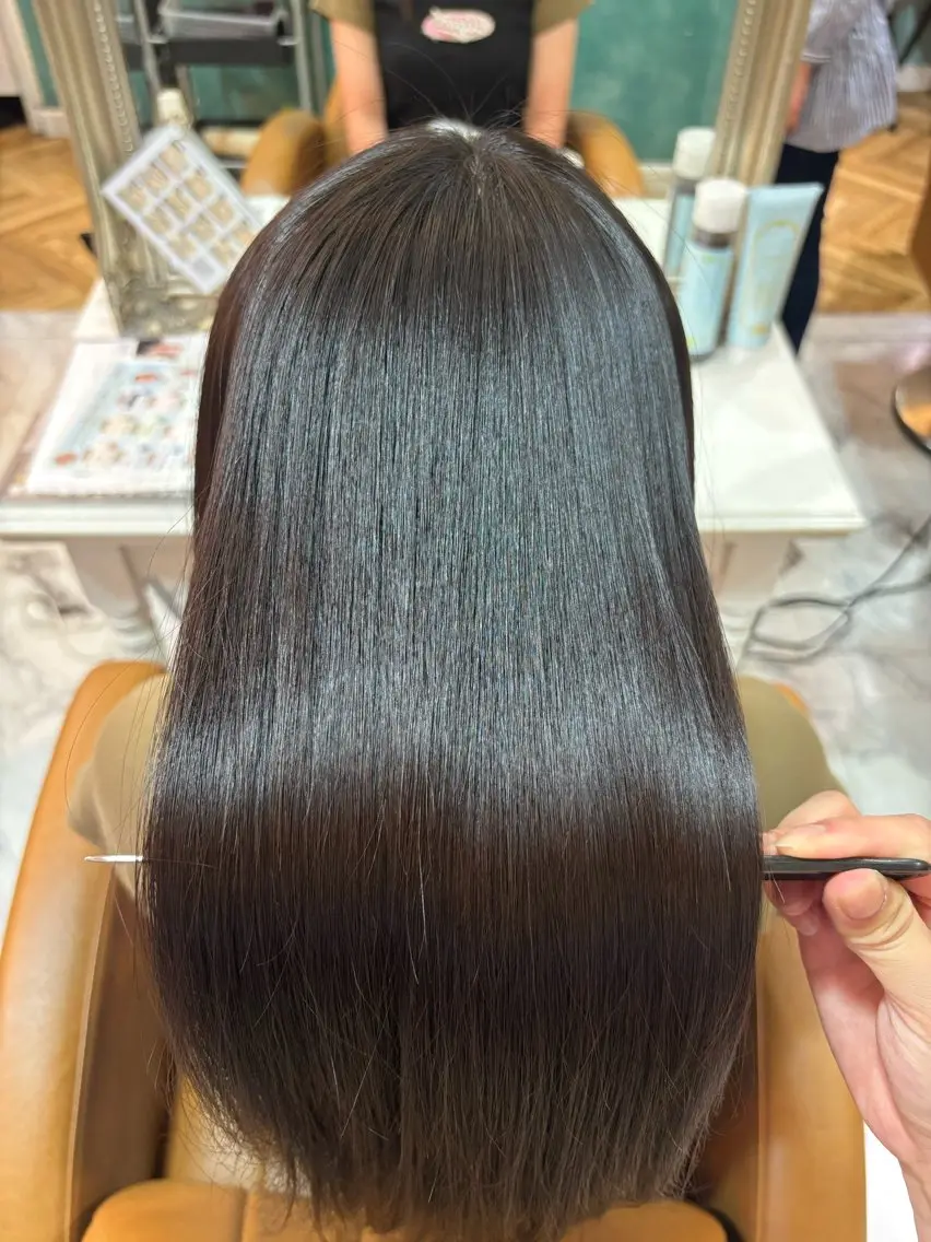 セミロング 縮毛矯正 トリートメント 透明感カラー/ボブ レイヤー/あいりのヘアスタイル