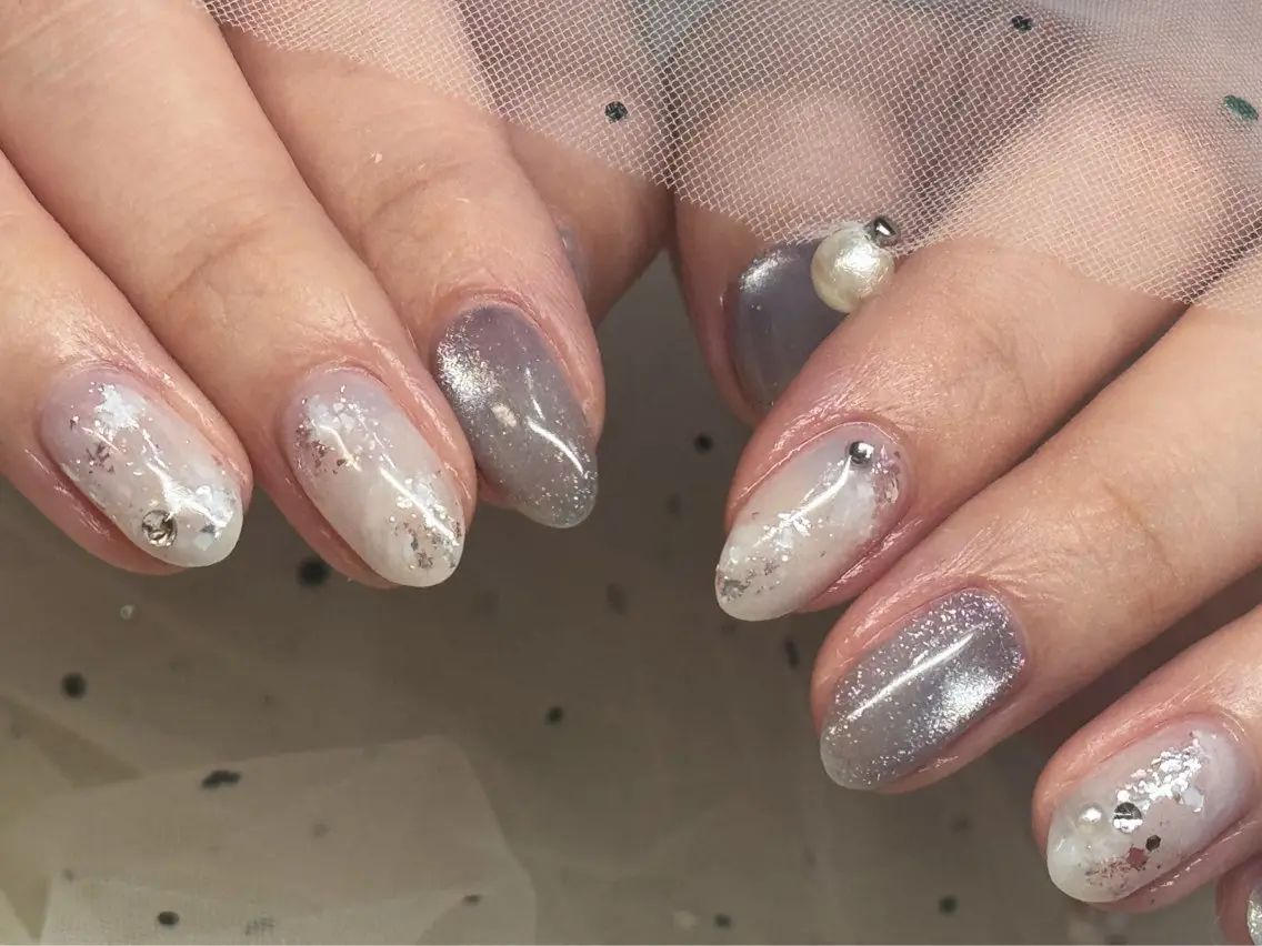 ネイル ブルー ニュアンスネイル ハンドネイル SQUARE PLUSのネイルデザイン