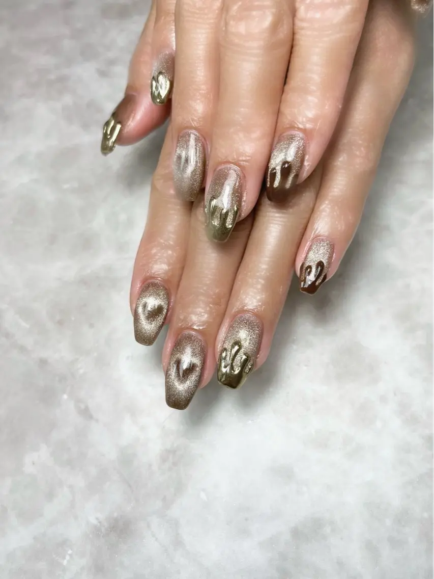 ネイル ハート マグネットネイル バレンタイン Nailsalon E's cafeのネイルデザイン