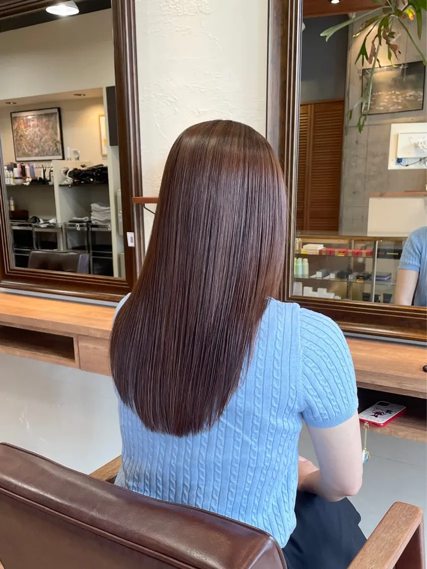 セミロング カラー 髪質改善 縮毛矯正 カット ヘアカラー 縮毛矯正 トリートメント ショート/ボブ/ メンズ/縮毛矯正のヘアスタイル