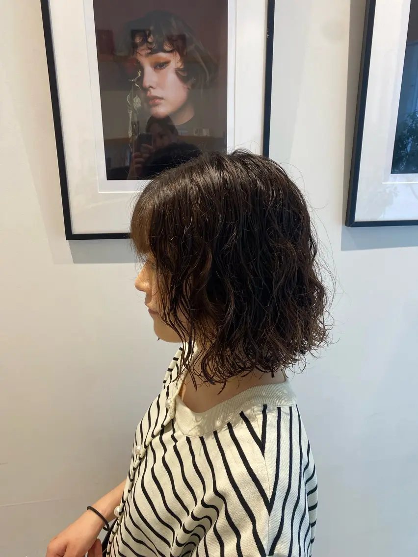ミディアム カット パーマ 三代 ゆりあのヘアスタイル