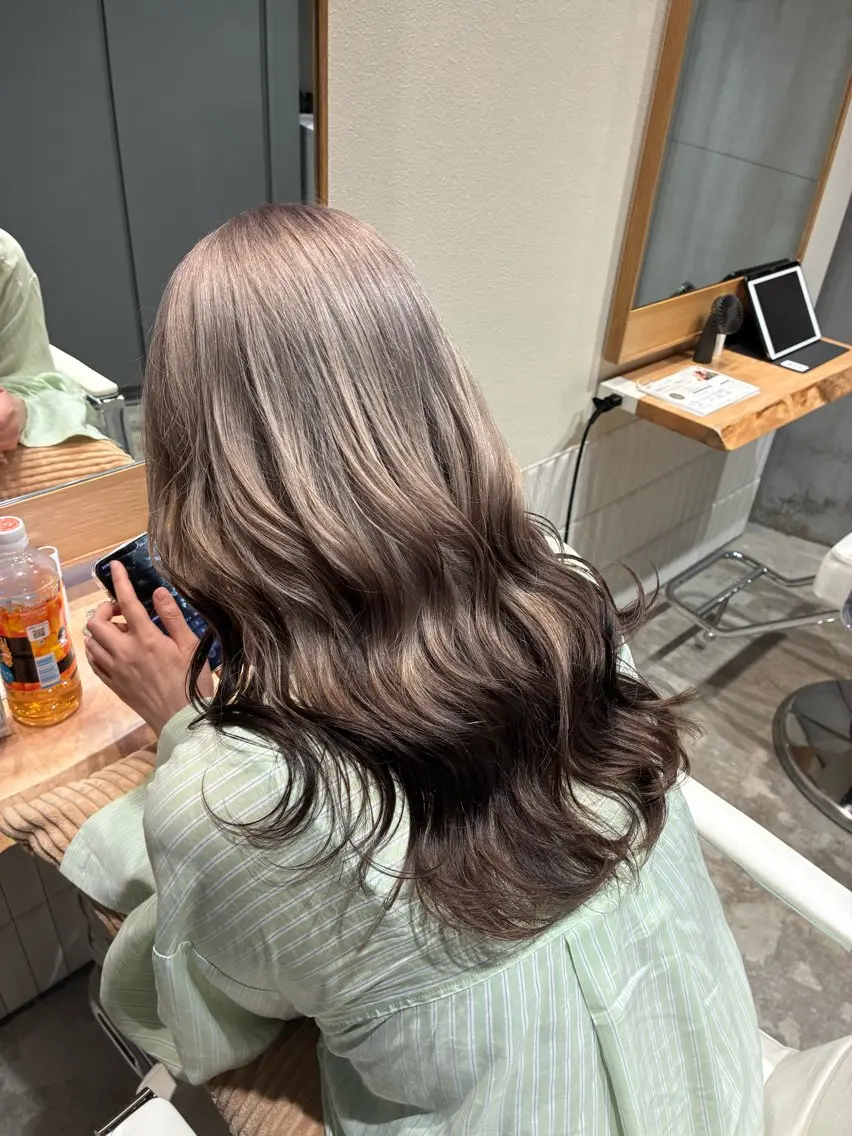 ロング カラー カット ヘアカラー トリートメント 銀座/柔らかベージュ 似合せカット/ハルトのヘアスタイル