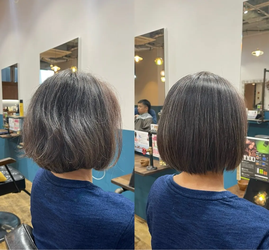 ミディアム 縮毛矯正 カット 縮毛矯正 福島 和弥のヘアスタイル