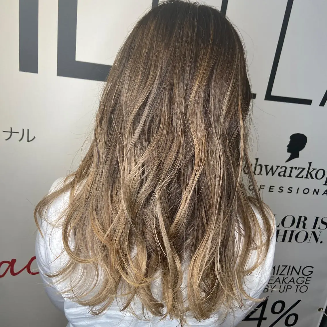 ロング カラー バレイヤージュ ブリーチ レイヤーカット 宮下 愛璃紗のヘアスタイル