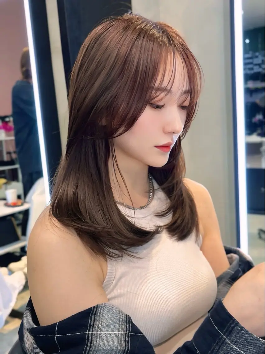 ロング カット ヘアカラー トリートメント 海野翔吾🇨🇳 ワンホンレイヤーのヘアスタイル