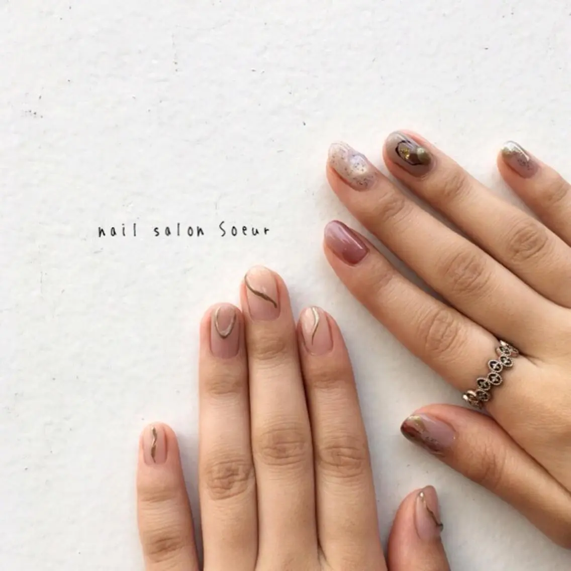 ネイル アートネイル 長さ出し ジェルネイル マットネイル ミラーネイル ハンドネイル nail salon Soeurのネイルデザイン