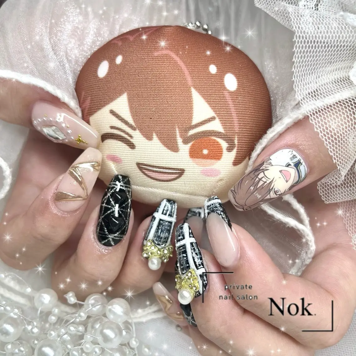 ネイル リボン ハンドネイル 池袋痛ネイル Nok. 渡辺のネイルデザイン