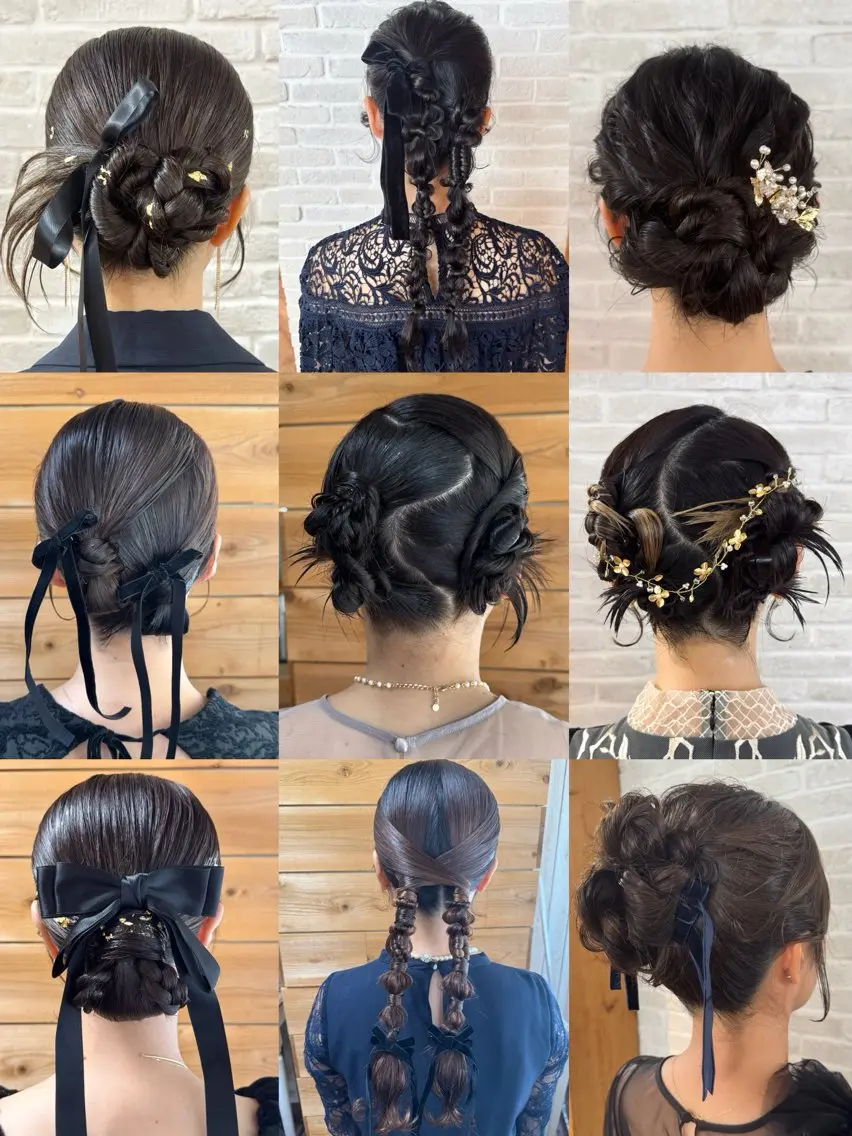 ✳︎飾りがなくても大丈夫✳︎ 金ピンorパールピン付!およばれパーティーヘアセット🕊✨の写真