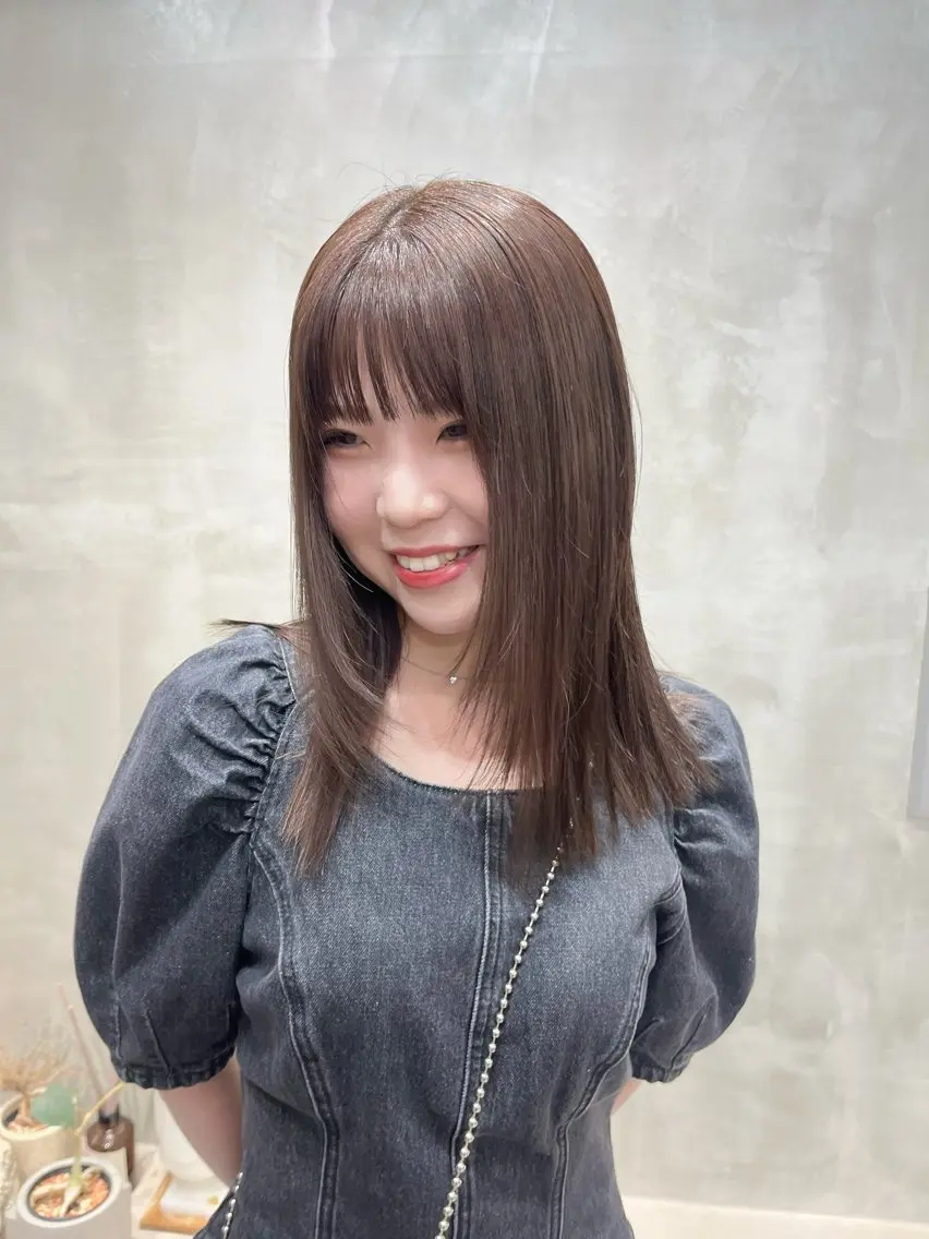 ロング カラー ブリーチ ダブルカラー ブリーチなしカラー 顔周りカット レイヤーカット ナツミ/透明感カラー /酸性縮毛矯正のヘアスタイル