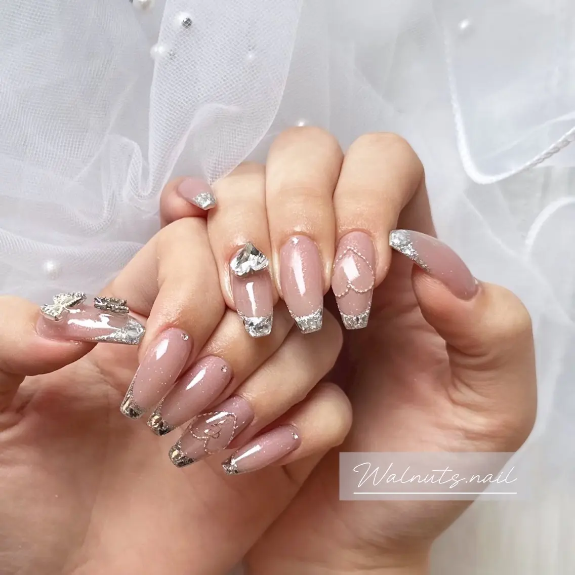 ネイル アートネイル フレンチネイル ガラスフレンチ Nail salon esterellaのネイルデザイン
