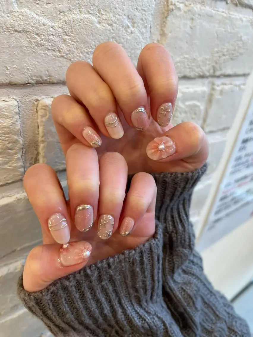 ネイル 持ち込み ニュアンスネイル ピンク 春ネイル ❀pom nail❀ aya.のネイルデザイン